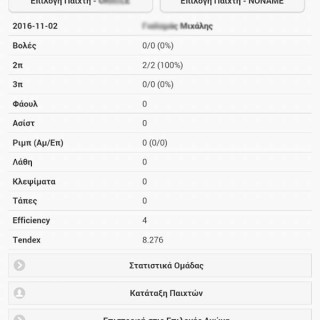 εφαρμογή κράτησης στατιστικών μπάσκετ